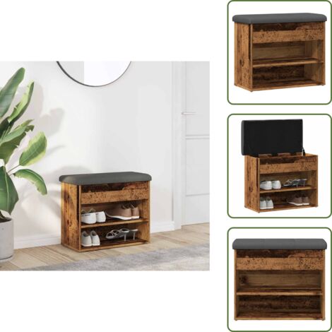 The Living Store Scarpiera Legno Antico 62x32x50 cm in Legno Multistrato - Scarpiera da corridoio