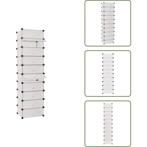 The Living Store Scarpiera Modulare a 10 Scomparti Bianca - Scarpiera a 10 scomparti