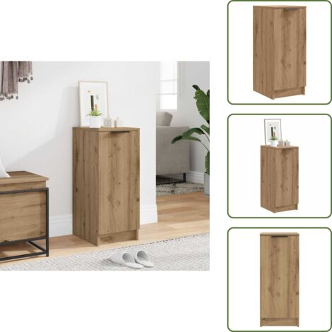 The Living Store Scarpiera Rovere Artigianale 29,5x35x70 cm in Truciolato - Scarpiera con anta