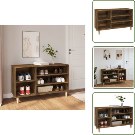 The Living Store Scarpiera Rovere Fumo 102x36x60 cm in Legno Multistrato - Scarpiera da ingresso