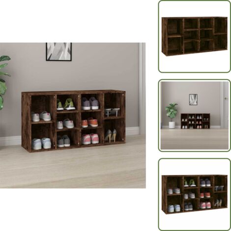 The Living Store Scarpiera Rovere Fumo 103x30x55 cm in Legno Multistrato - Scarpiera in legno