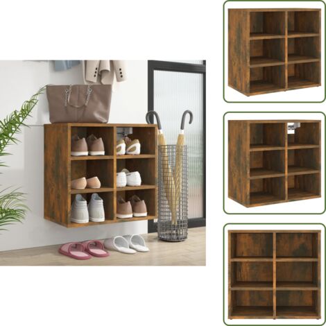 The Living Store Scarpiera Rovere Fumo 52,5x30x50 cm - Scarpiera per interni