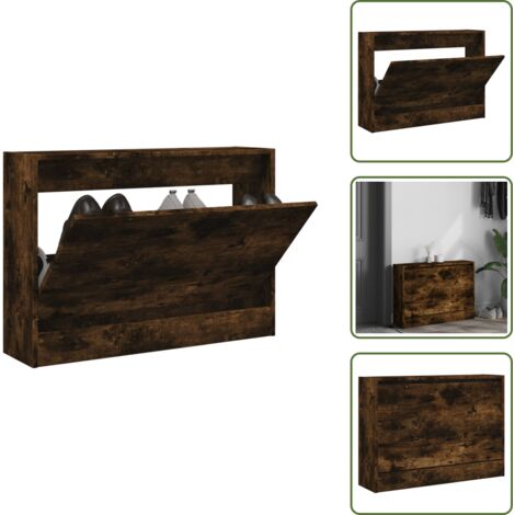 The Living Store Scarpiera Rovere Fumo 80x21x57 cm in Legno Multistrato - Scarpiera per ingresso