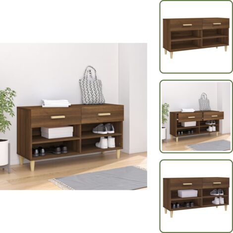 The Living Store Scarpiera Rovere Marrone 102x35x55 cm in Legno Multistrato - Scarpiera marrone