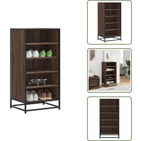 The Living Store Scarpiera Rovere Marrone 48x38x97,5 cm in Legno Multistrato - Scarpiera marrone