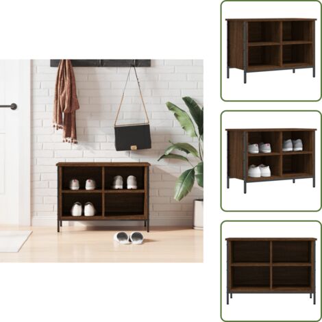 The Living Store Scarpiera Rovere Marrone 69x35x50 cm in Legno Multistrato - Scarpiera per casa