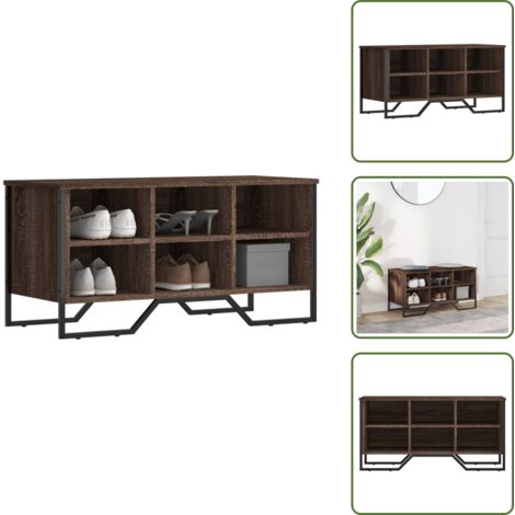 The Living Store Scarpiera Rovere Marrone 90x38x45,5 cm in Truciolato - Scarpiera marrone