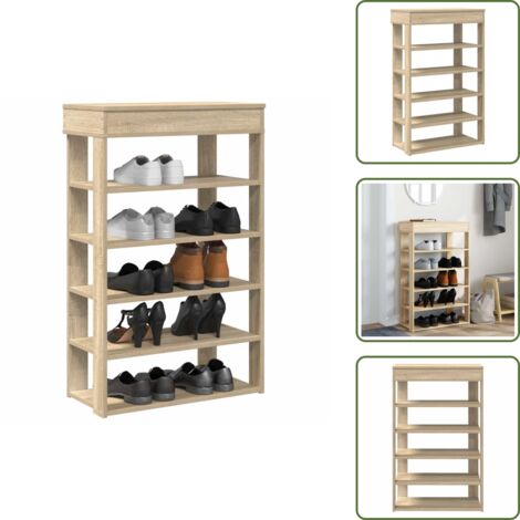 The Living Store Scarpiera Rovere Sonoma 60x30x98 cm in Legno Multistrato - Scarpiera in truciolato