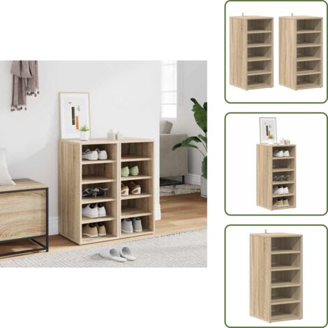 The Living Store Scarpiere 2 pz Rovere Sonoma 31,5x35x70 cm in Truciolato - Scarpiera