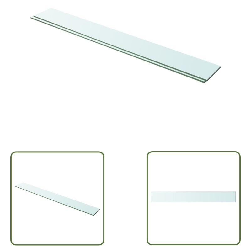 The Living Store - Panneaux d'étagère 2 pcs Verre Transparent 100 x 12 cm - Etagere Murale - Étagère Verre - Étagère Transparente - Décoration Murale