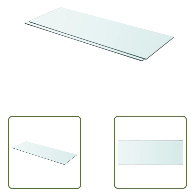 The Living Store - Panneaux d'étagère 2 pcs Verre Transparent 80 x 30 cm - Etagere Murale - Étagère Verre - Rangement Mural - Décoration Murale