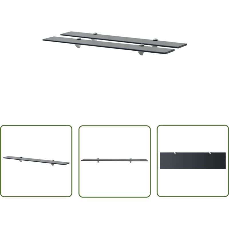 Tagères murales 2 pcs Verre 80 x 20 cm 8 mm - Etagere Murale - Étagère Design - Étagère Verre - Étagère Noire - Étagère Salon - The Living Store