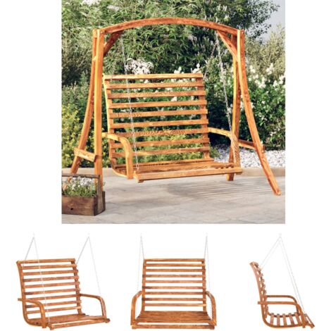 The Living Store - Schaukelbank Bugholz Massiv mit Teak-Finish 126x63x92 cm