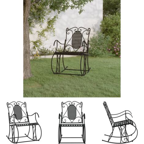 The Living Store - Schaukelstuhl 84 cm Schwarz Stahl