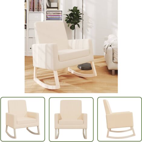The Living Store Schaukelstuhl Creme Stoff - Schaukelstuhl - Relaxsessel - Gartenstuhl - Esszimmerstuhl - Wohnzimmersessel