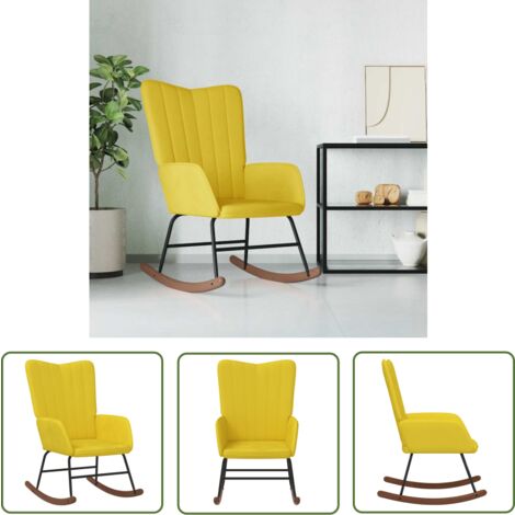 The Living Store Schaukelstuhl Samt Senfgelb - Samtsessel - Schaukelstuhl - Wohnzimmersessel - Lounge Chair - Relaxsessel