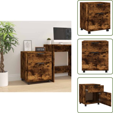 The Living Store Schedario con Ruote Rovere Fumo 45x38x54 cm Legno Multistrato - Armadio da ufficio