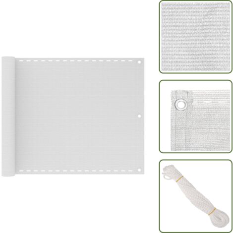The Living Store Schermo Frangivista per Balcone Bianco 75x500 cm in HDPE - Schermo frangivista