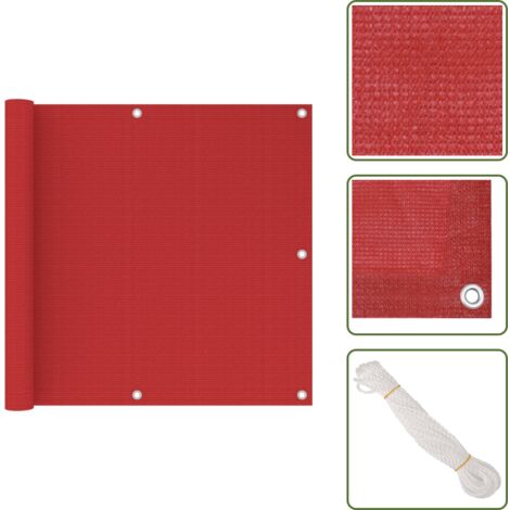 The Living Store Schermo Frangivista per Balcone Rosso 90x500 cm in HDPE - Schermo in HDPE