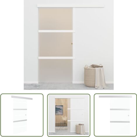 The Living Store Schiebetür mit weichen Stoppern ESG-Glas und Aluminium 90x205cm - Glasschiebetür - Schiebetüre - Glaswand - Trennwand - Aluminiumtür