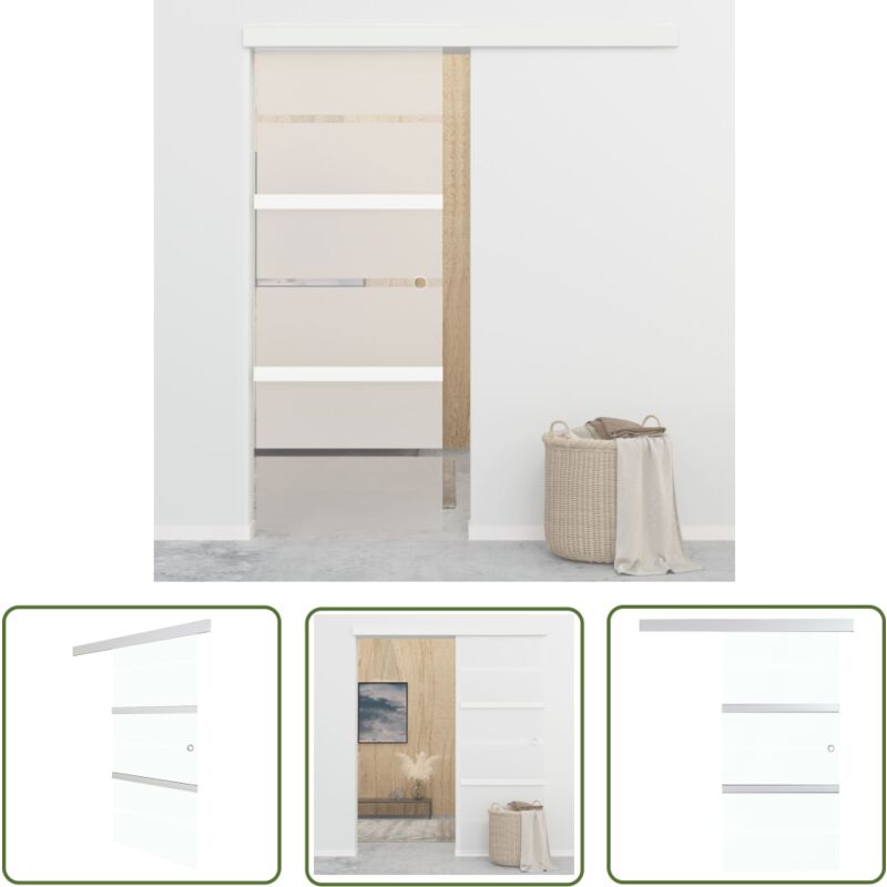 The Living Store - Schiebetür Mit Softclose Esg-glas Und Aluminium 76x205 Cm - Glasschiebetür - Schiebetüre - Glaswand - Trennwand - Aluminiumtür