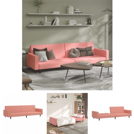 The Living Store Schlafsofa 2-Sitzer Rosa Samt -  Sofas