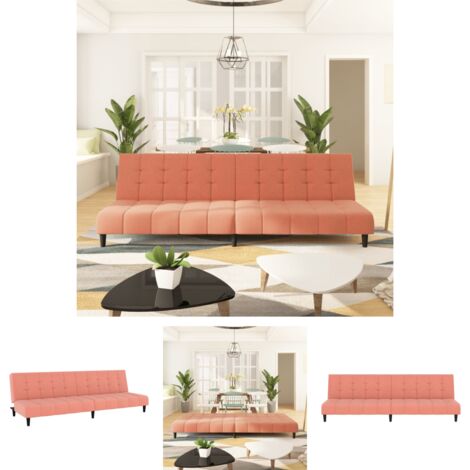 The Living Store Schlafsofa 2-Sitzer Rosa Samt -  Sofas