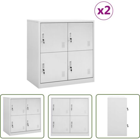 The Living Store Schließfachschränke 2 Stk. Hellgrau 90x45x92,5 cm Stahl - Schliessfachschrank - Metallschrank - Garderobe - Aufbewahrungsbox - Schreibtischorganisation