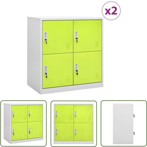 The Living Store Schließfachschränke 2 Stk. Hellgrau und Grün 90x45x92,5cm Stahl - Schliessfachschrank - Metallschrank - Garderobe - Aufbewahrungsbox - Schreibtischorganisation