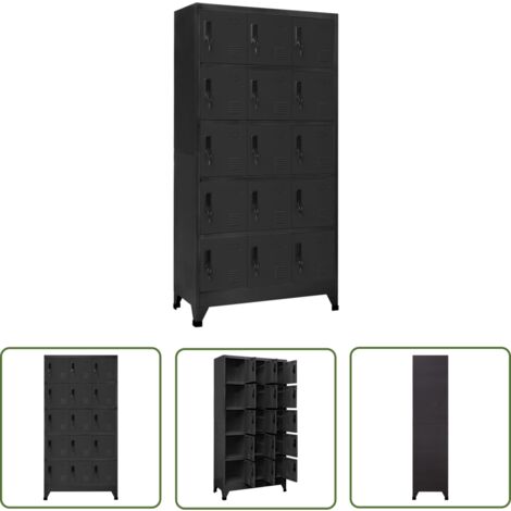 The Living Store Schließfachschrank Anthrazit 90x40x180 cm Stahl - Metallschrank - Garderobenschrank - Abstellraum - Bürobedarf - Lagerung