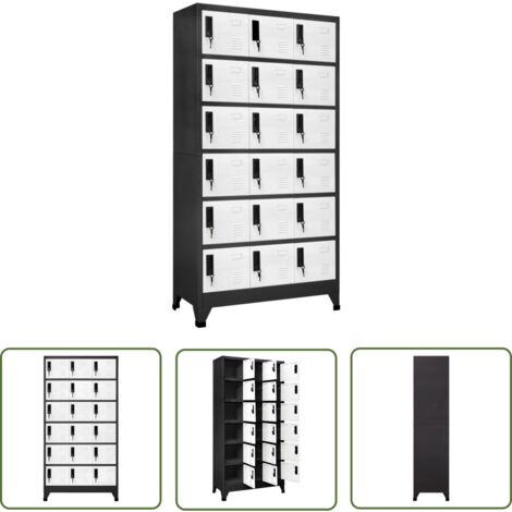 The Living Store Schließfachschrank Anthrazit und Weiß 90x40x180 cm Stahl - Metallschrank - Schliessfachschrank - Bürobedarf - Garderobe - Lagerraum