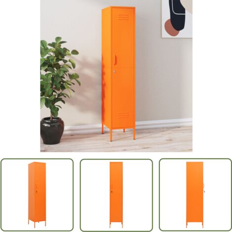 The Living Store Schließfachschrank Orange 35x46x180 cm Stahl - Schliessfachschrank - Aufbewahrungsraum - Bürobedarf - Metallregal - Garderobe