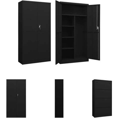 The Living Store Schließfachschrank Schwarz 90x40x180 cm Stahl - Aktenschränke