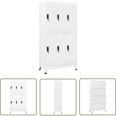 The Living Store Schließfachschrank Weiß 90x45x180 cm Stahl - Schliessfachschrank - Garderobe - Bürobedarf - Metallregal - Lagerraum