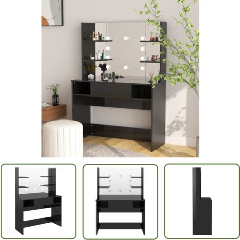 The Living Store Schminktisch mit LED-Beleuchtung 100x40x135 cm MDF - Schminktisch - LED Beleuchtung - Kosmetiktisch - Badezimmermöbel - Makeuptisch