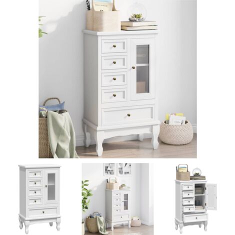 The Living Store Schrank mit 5 Schubladen 2 Fächer Weiß -  Kommoden