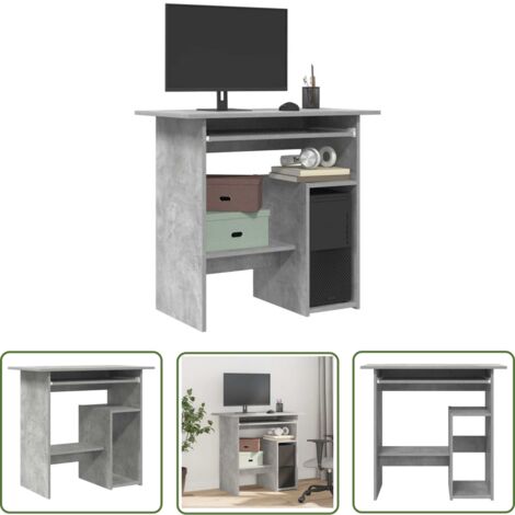 The Living Store Schreibtisch Betongrau 80x45x74 cm Holzwerkstoff - Schreibtisch - Home Office - Bürostuhl - Arbeitsplatz - Holzwerkstoffmöbel