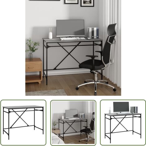 The Living Store Schreibtisch Grau Sonoma 100x50x76 cm Holzwerkstoff und Eisen - Bürotisch - Schreibtisch Grau - Industriel Style - Holzwerkstoff - Metallgestell