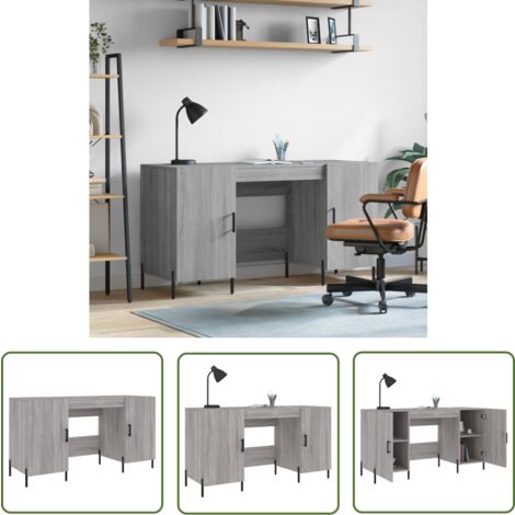 The Living Store Schreibtisch Grau Sonoma 140x50x75 cm Holzwerkstoff - Bürotisch - Schreibtisch Grau - Schreibtisch Modern - Home Office - Holzwerkstoff Tisch