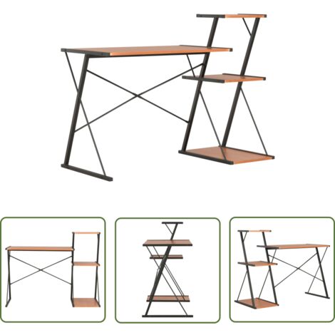 The Living Store Schreibtisch mit Regal Schwarz und Braun 116×50×93 cm - Bürostuhl - Schreibtisch - Home Office - Computerarbeitsplatz - Arbeitszimmer