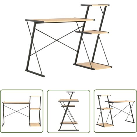 The Living Store Schreibtisch mit Regal Schwarz und Eiche 116×50×93 cm - Bürostuhl - Schreibtisch - Home Office - Computerarbeitsplatz - Ergonomischer Stuhl