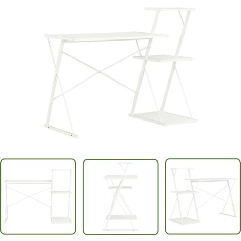 The Living Store Schreibtisch mit Regal Weiß 116×50×93 cm - Bürostuhl - Schreibtisch - Home Office - Computerarbeitsplatz - Weißes Möbel
