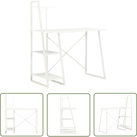 The Living Store Schreibtisch mit Regaleinheit Weiß 102×50×117 cm - Bürostuhl - Schreibtisch - Home Office - Computerarbeitsplatz - Arbeitszimmer