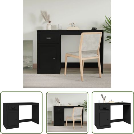 The Living Store Schreibtisch mit Schublade Schwarz 115x50x75 cm Holzwerkstoff - Schwarzer Schreibtisch - Schreibtisch Schwarz - Moderner Schreibtisch - Holzwerkstoff Schreibtisch - Schreibtisch Mit S