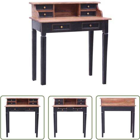 The Living Store Schreibtisch mit Schubladen 90x50x101 cm Altholz Massiv - Holz Schreibtisch - Vintage Schreibtisch - Büro Schreibtisch - Altholz Tisch - Schreibtisch Mit Schubladen