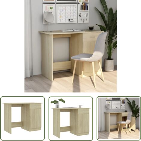 The Living Store Schreibtisch Sonoma-Eiche 100x50x76 cm Holzwerkstoff - Schreibtisch - Holzwerkstoff - Sonoma-Eiche - Home Office - Schreibtisch Klein