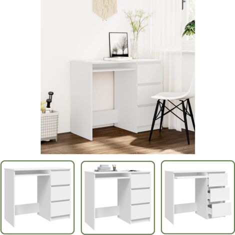 The Living Store Schreibtisch Weiß 90x45x76 cm Holzwerkstoff - Schreibtisch - Weißer Schreibtisch - Holzwerkstoff Schreibtisch - Kleiner Schreibtisch - Kinderzimmer Schreibtisch