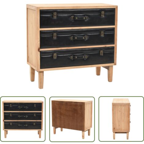 The Living Store Schubladenkommode Massivholz Tanne 80x36x75 cm - Tischschrank - Holzmöbel - Sideboard - Vintage Schreibtisch - Nachttisch
