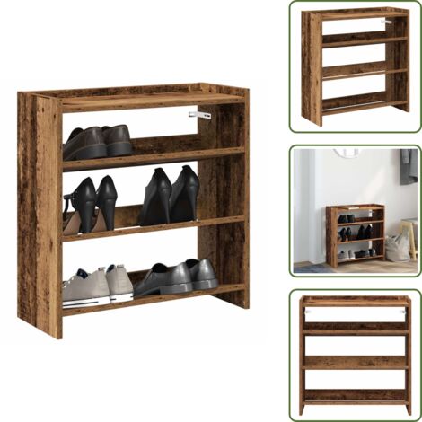 The Living Store Schuhregal Altholz-Optik 60x25x62 cm Holzwerkstoff - Schuhregal Altholz