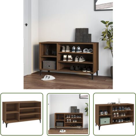 The Living Store Schuhregal Braun Eichen-Optik 102x36x60 cm Holzwerkstoff - Schuhschrank - Schuhregal - Holzwerkstoffmöbel - Garderobe - Flurorganisation